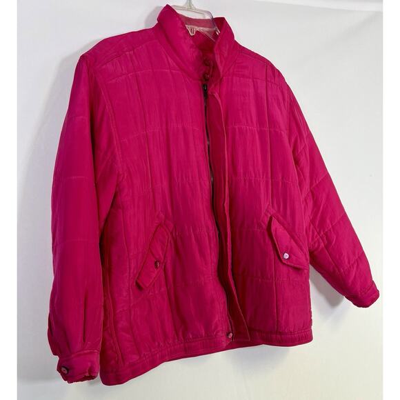 Clio VTG Puffer Coat Lightweight Size M Pink Silk Barbie Dopamine Colorful - Picture 9 of 12